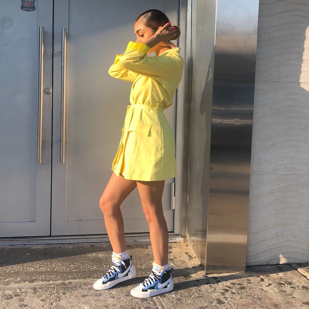 Yellow blazer with belt